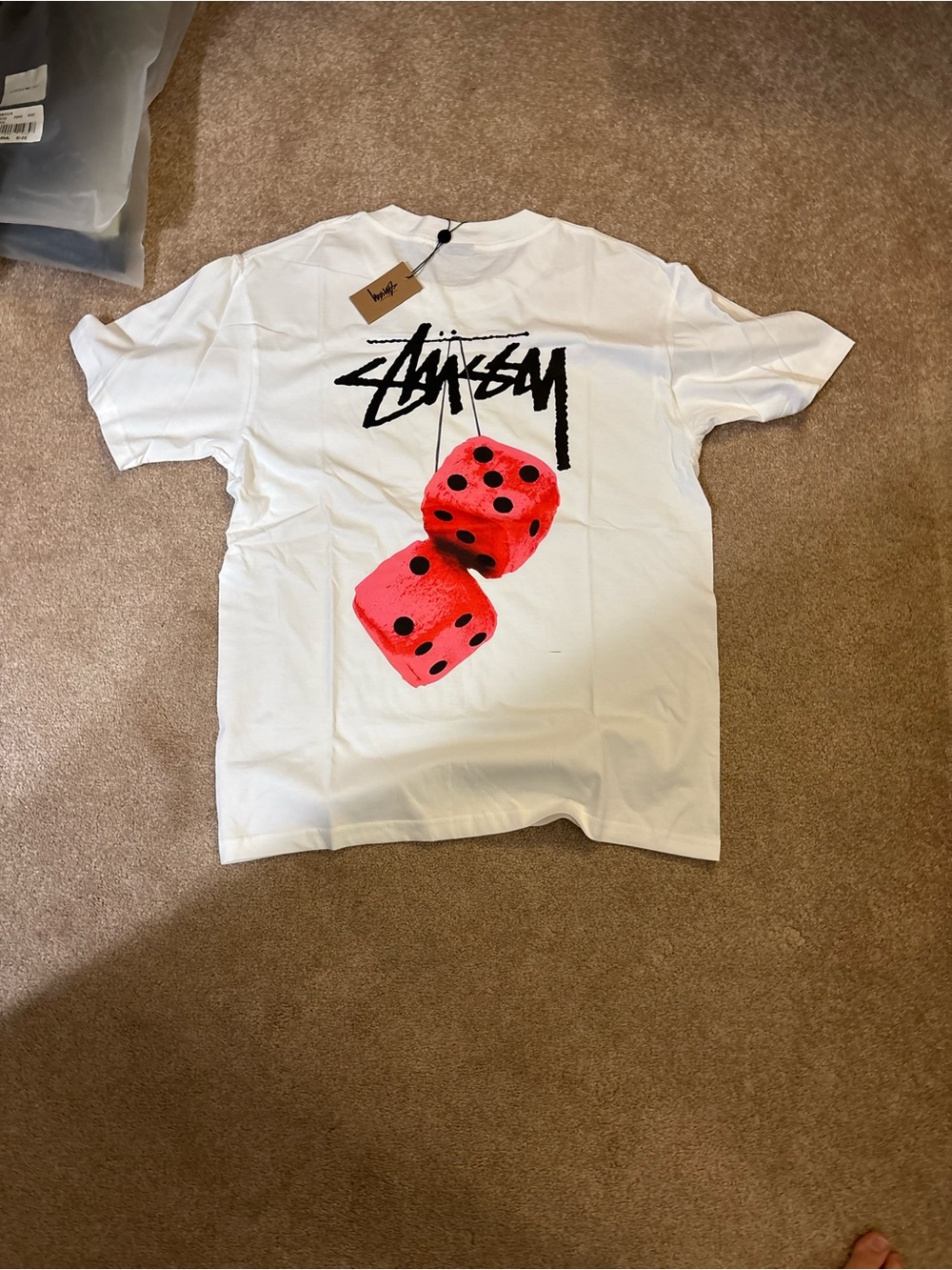 Stussy Pink Dice White Tee